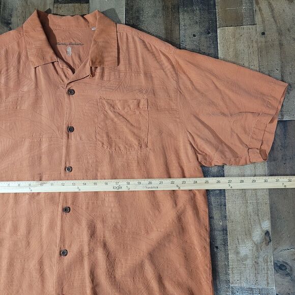 Tommy Bahama 100% Silk Mens XL Burnt Orange Short Sleeve Button Front Shirt FLAW - Picture 3 of 9